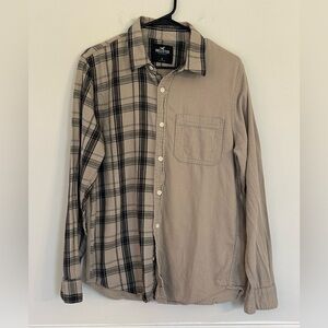 Hollister Co. men's long-sleeve, color block, plaid flannel shirt size medium
